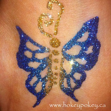 Free hand glitter tattoo butterfly