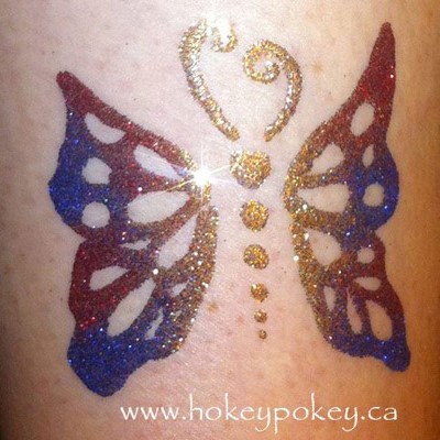 glitter tattoo free hand butterfly