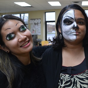 halloween skull with friend